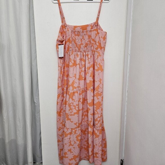 Social Standard Pink / Orange Sundress Smocked Back Maxi Dress size XL - Picture 6 of 7